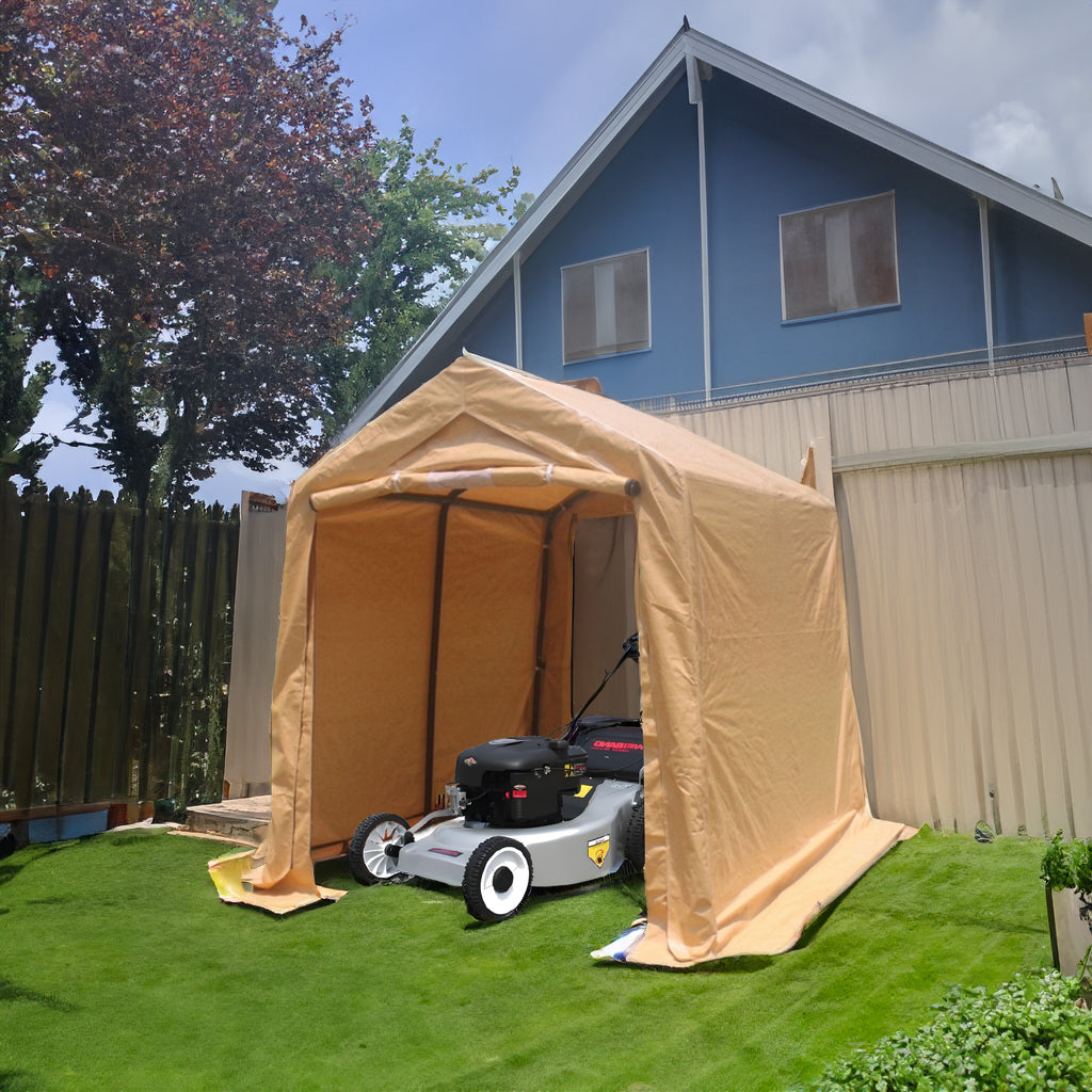 7x8 ft Outdoor Portable Gazebo Storage Shelter Shed with 2 Roll up Zipper Doors & Vents Carport