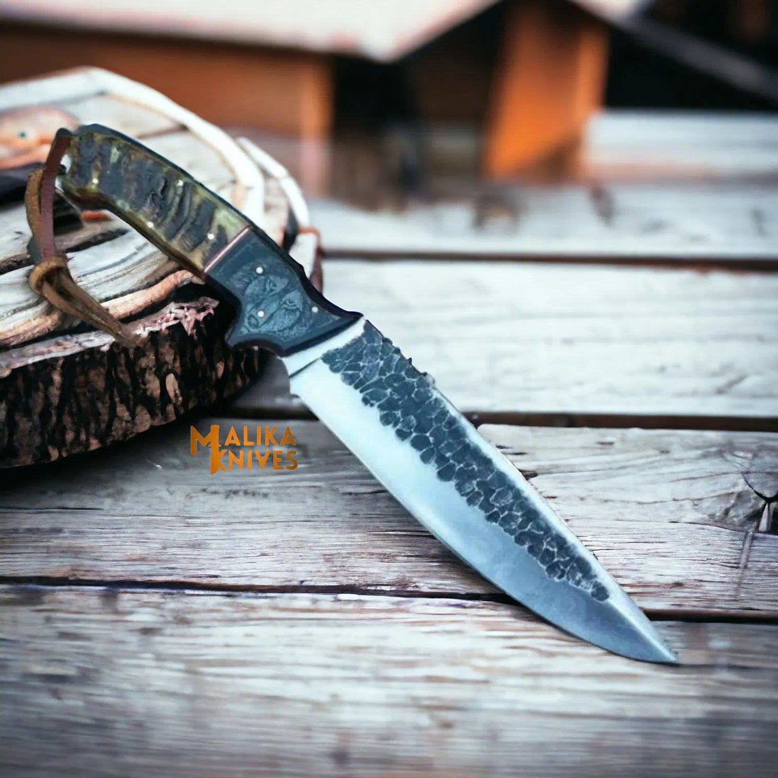 Hand Forged D2 Hunting Knife Bull Horn Handle