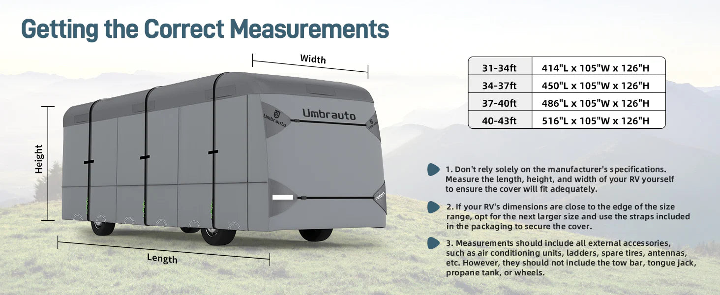 Umbrauto Class A RV Cover Upgraded Heavy Duty 7 Layers Top Windproof Breathable Class A Motorhome Camper Cover,Grey