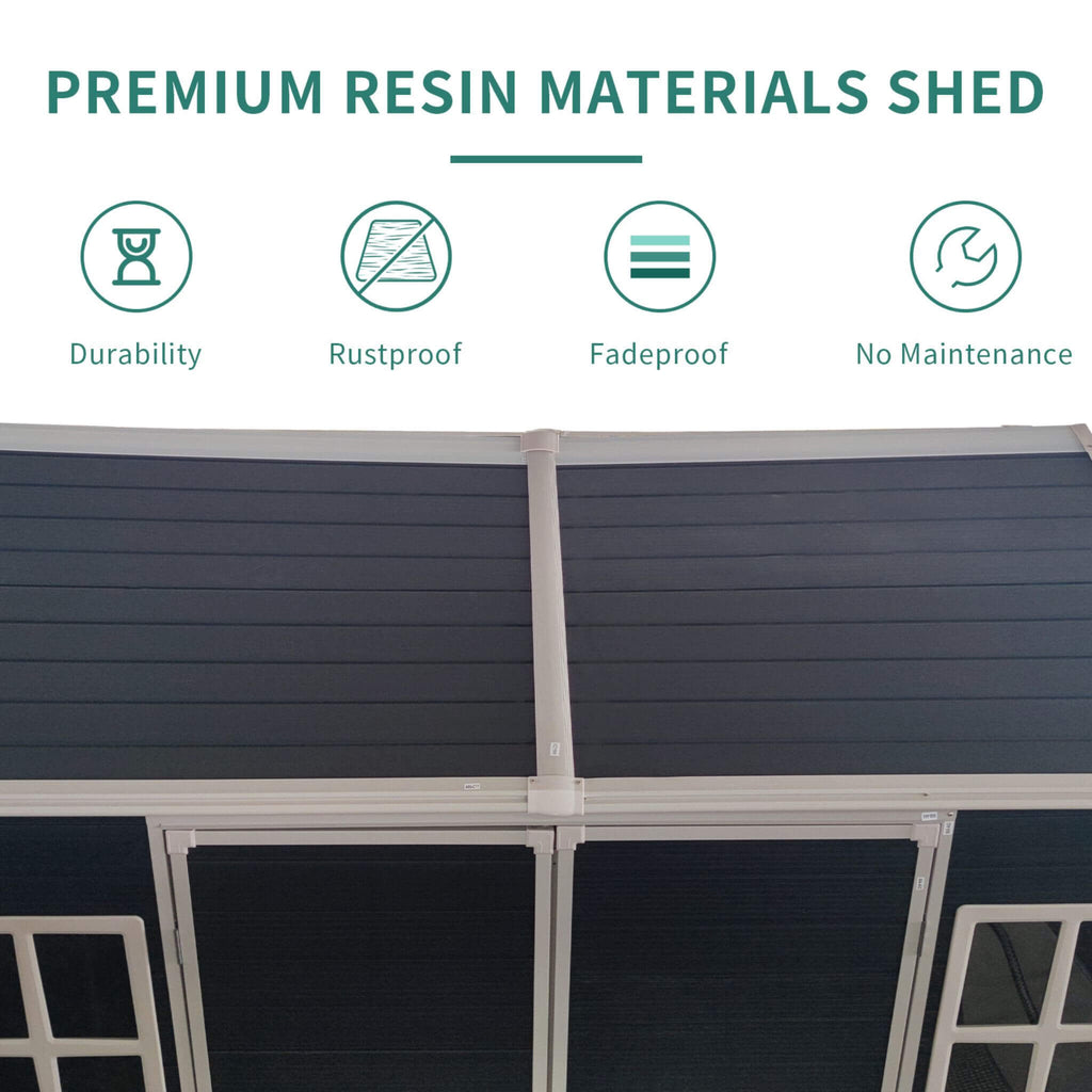 [06X08FT] Alora Outdoor Resin Patio Garden Shed With Floor, 2 Windows, And Lockable Doors (SAK54953)