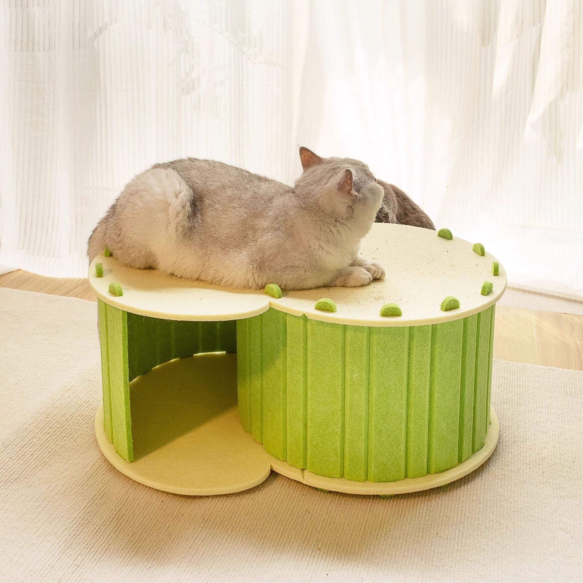 Foldable Semi-closed Felt Cat Scratch Board Nest