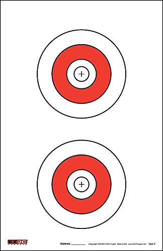 EZ2C Targets Style 2: Double Bullseye Paper Shooting Range Targets USA MADE 11”x17”