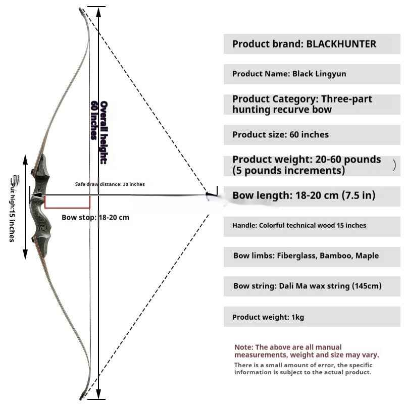 Competitive Archery Professional Combo Wooden Traditional Archery Equipment American Bow