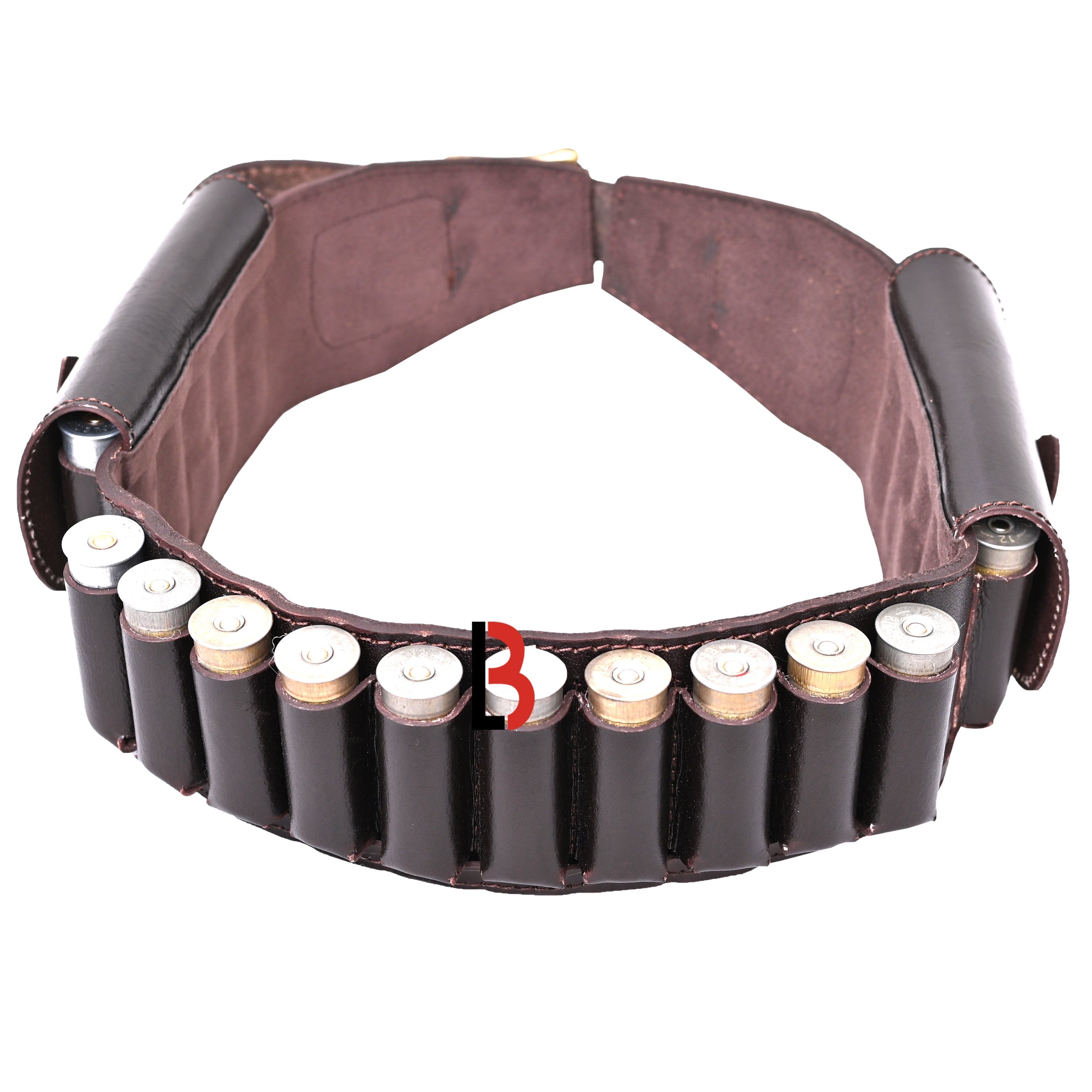 Cowhide Leather Shotshell Bandolier Belt Shotgun Shell Belt Ammunition Carrier. Two flaps
