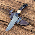 Custom Handmade Damascus Hunting Knife – 10" with Wenge & Olivewood Handle
