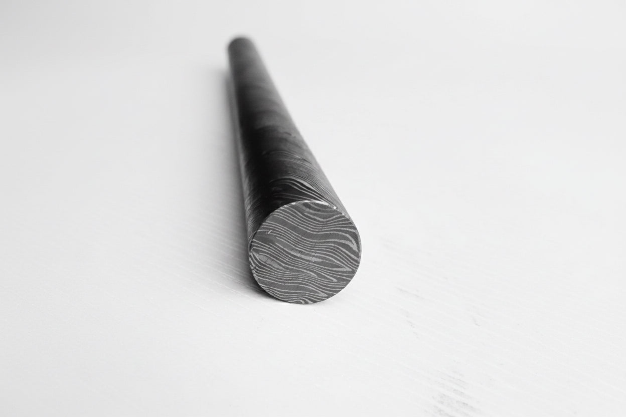 Damascus Steel Rod 10 Inch Round Pattern Welded Bar for Ring Making