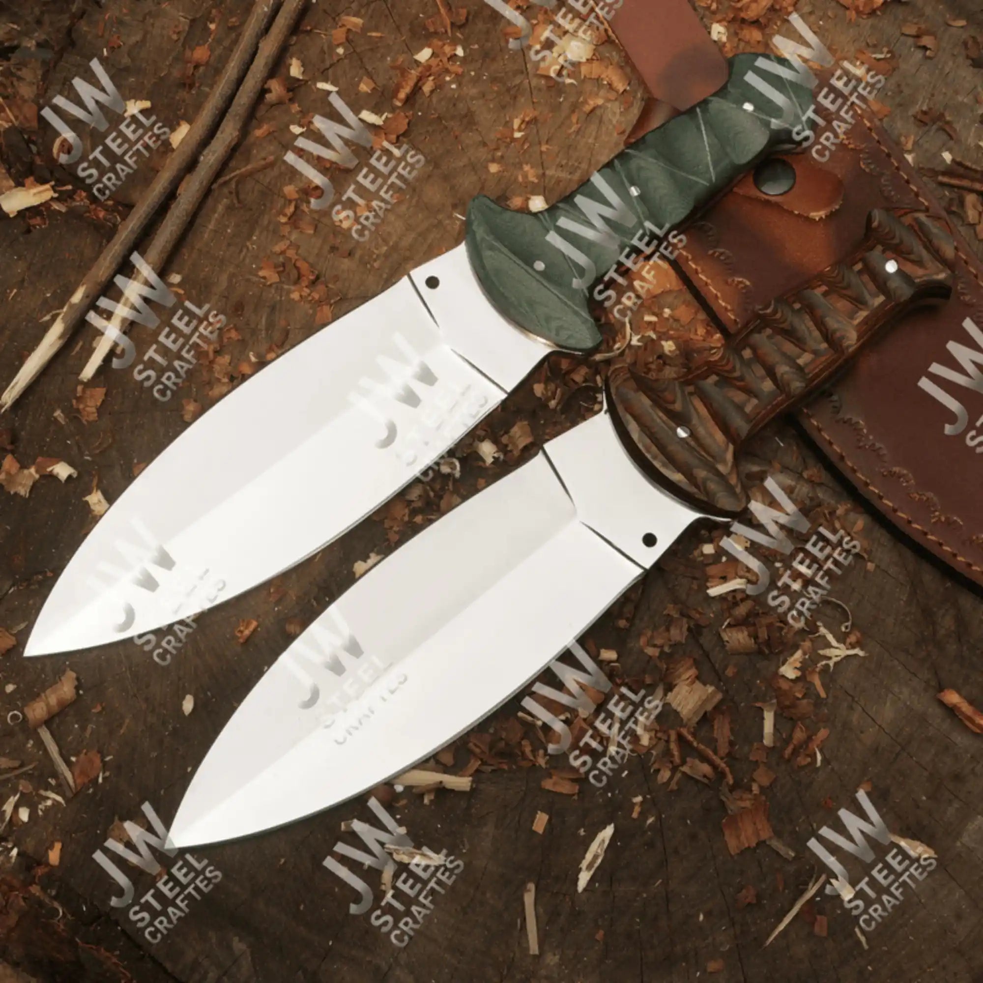 Hand Forged J2 Stainless Steel Boot Knife with Pakka Wood Handle & Leather Sheath | 13.5" Hunting, Camping & Collectible Blade