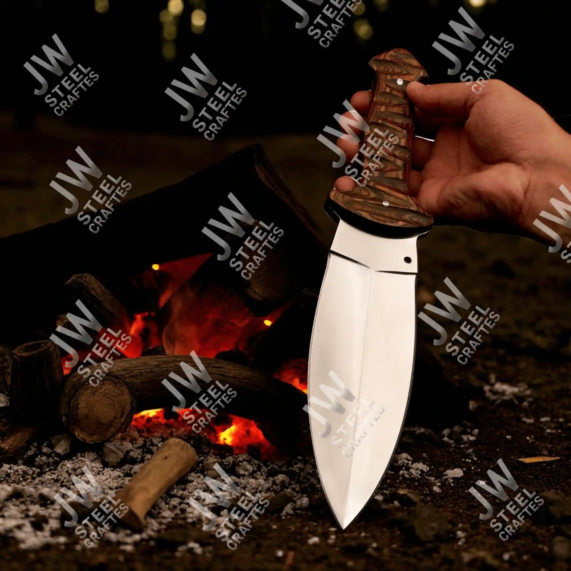 Hand Forged J2 Stainless Steel Boot Knife with Pakka Wood Handle & Leather Sheath | 13.5" Hunting, Camping & Collectible Blade