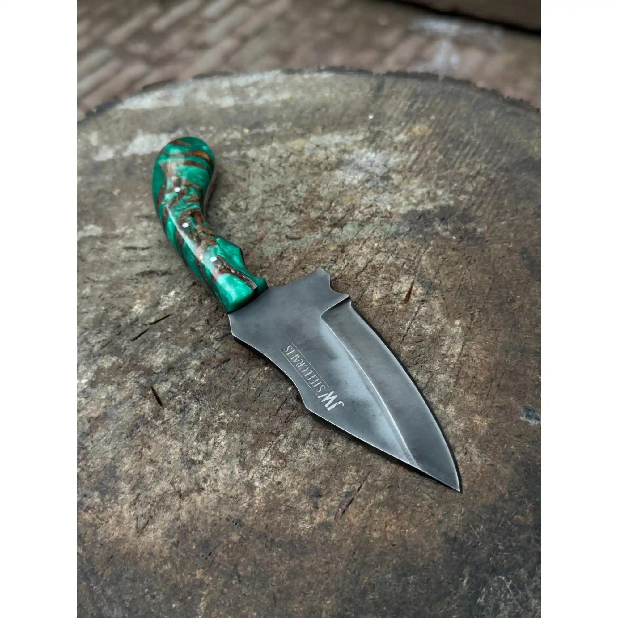 Acid Washed Stainless Steel Hunting Knife – Pinecone Handle | Outdoor & Camping Knife