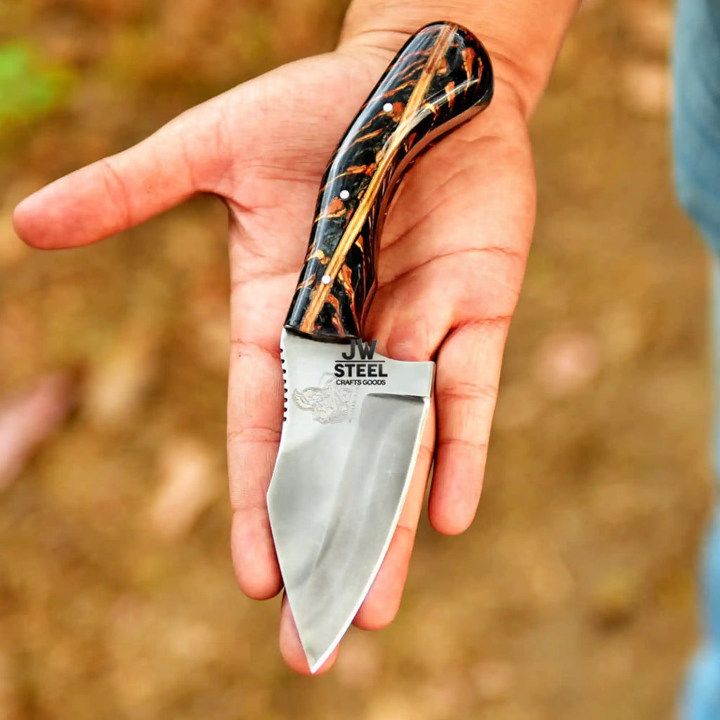 Acid Washed Stainless Steel Hunting Knife – Pinecone Handle | Outdoor & Camping Knife