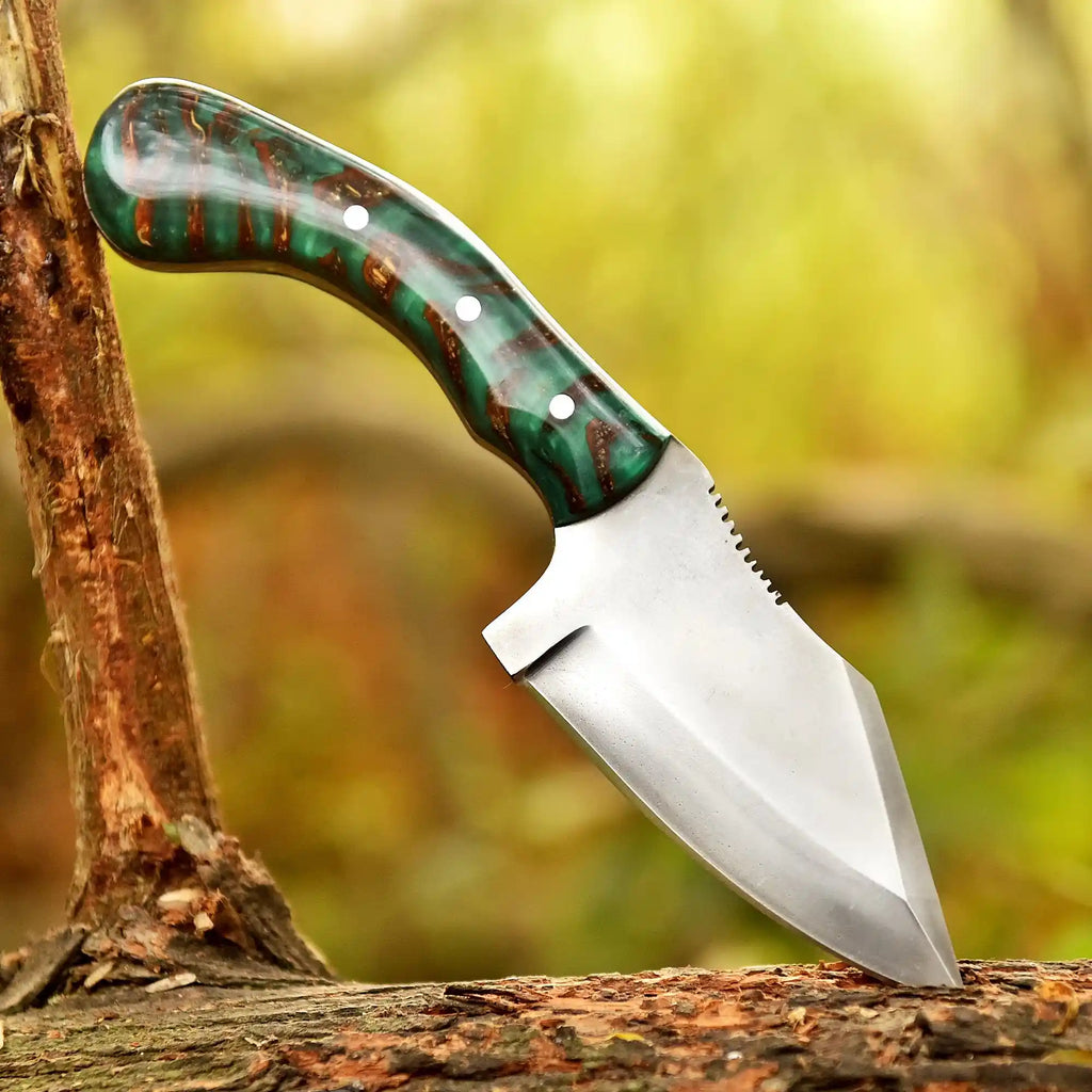 Acid Washed Stainless Steel Hunting Knife – Pinecone Handle | Outdoor & Camping Knife