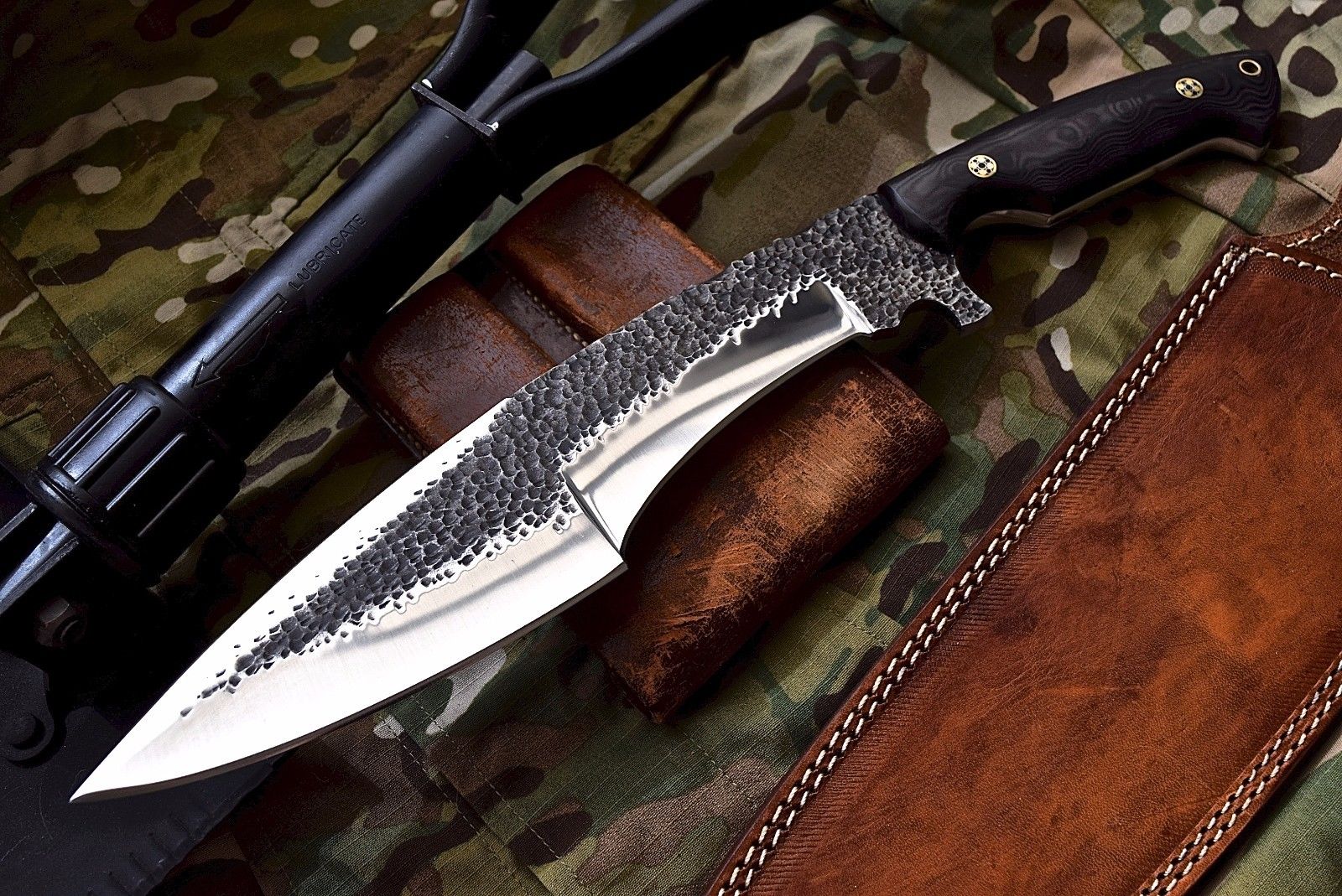 Custom Handmade Hunters Knife with Leather Sheath