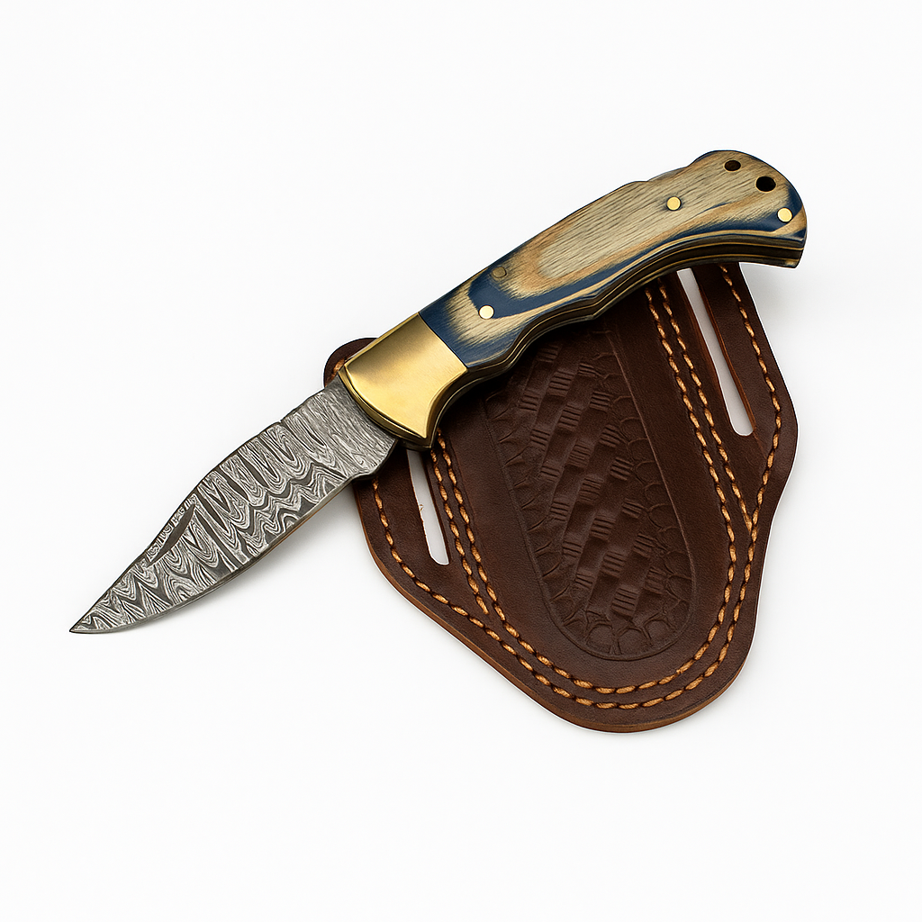 Ocean Wave Damascus Folding Knife - TK-431