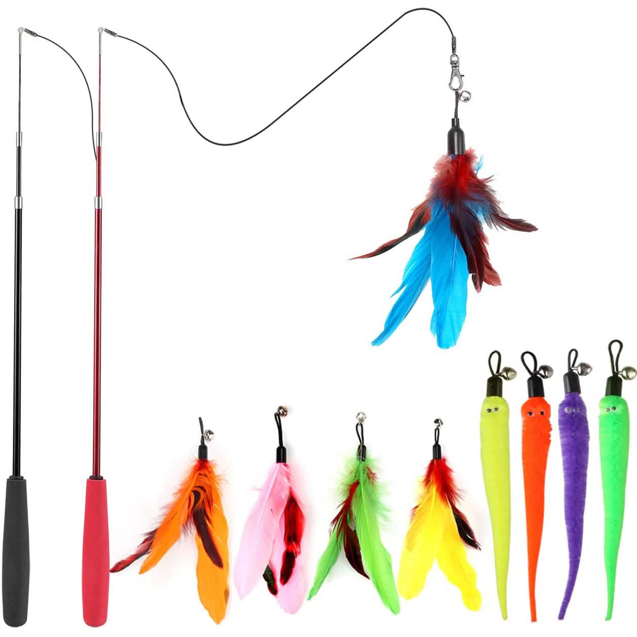 11-Pack: Interactive Cat Toy Wand