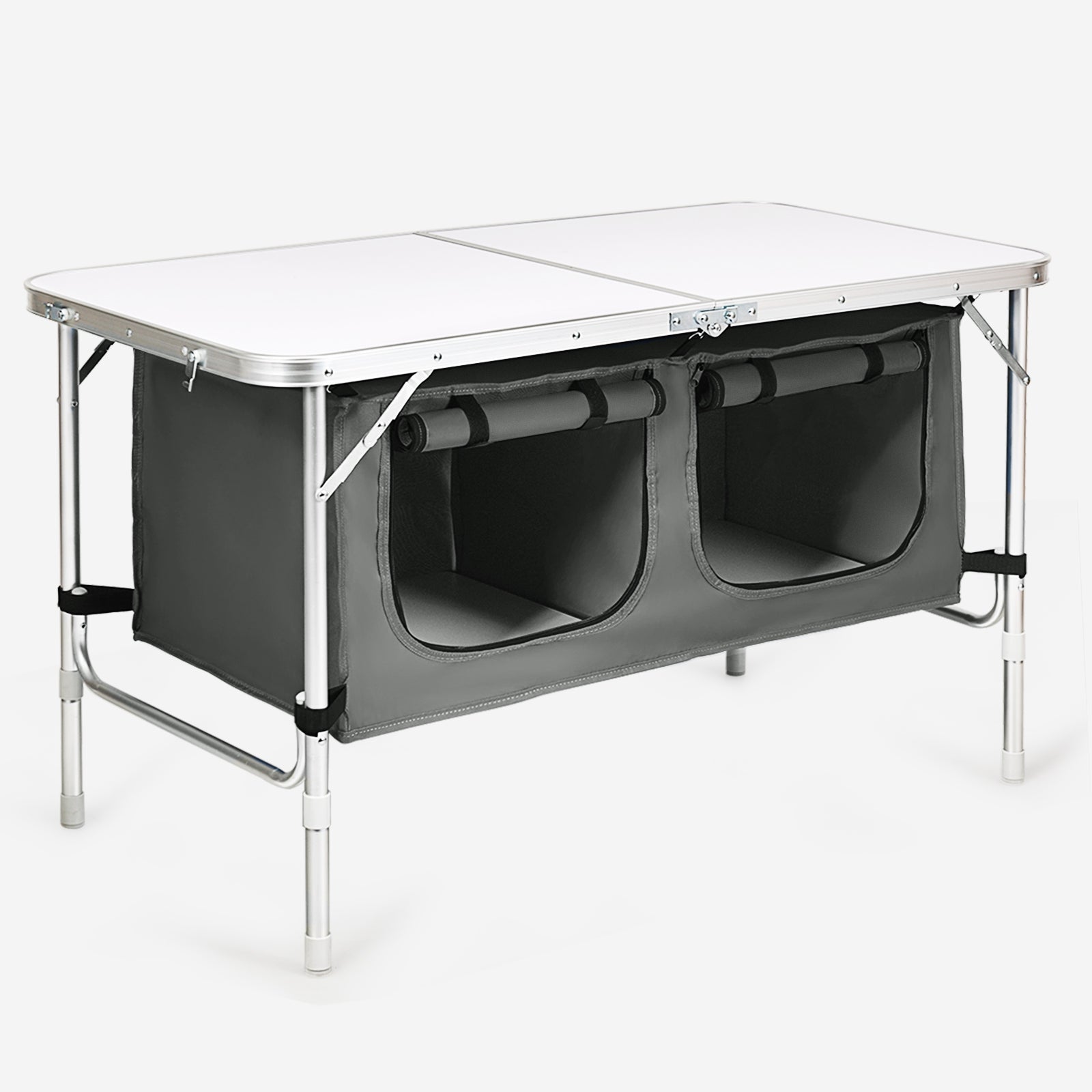 Height Adjustable Folding Camping Table-Gray