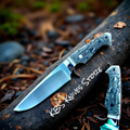 Scrimshaw Hunting Knife – 11" Full Tang D2 Steel with Camel Bone & Engraved Handle + Leather Sheath