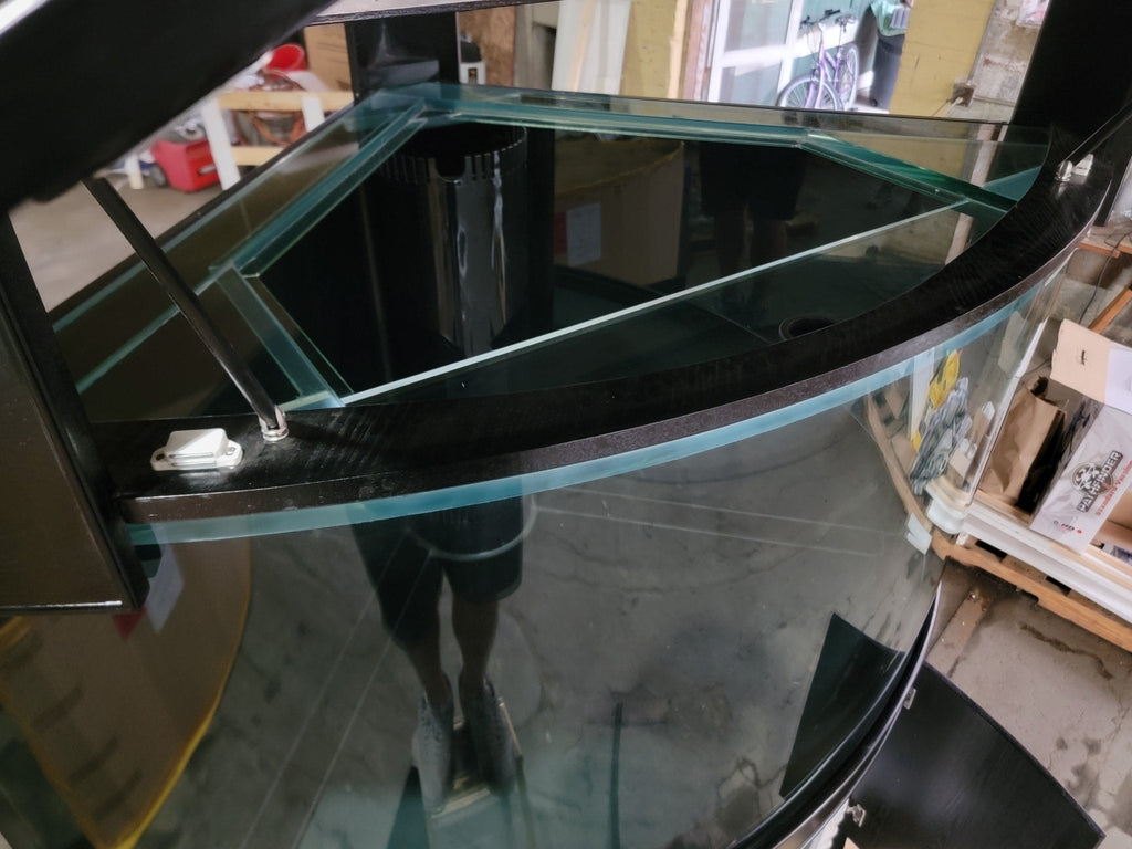 250g Corner ¼ Cylinder Glass Aquarium Ensemble in Abyss Black