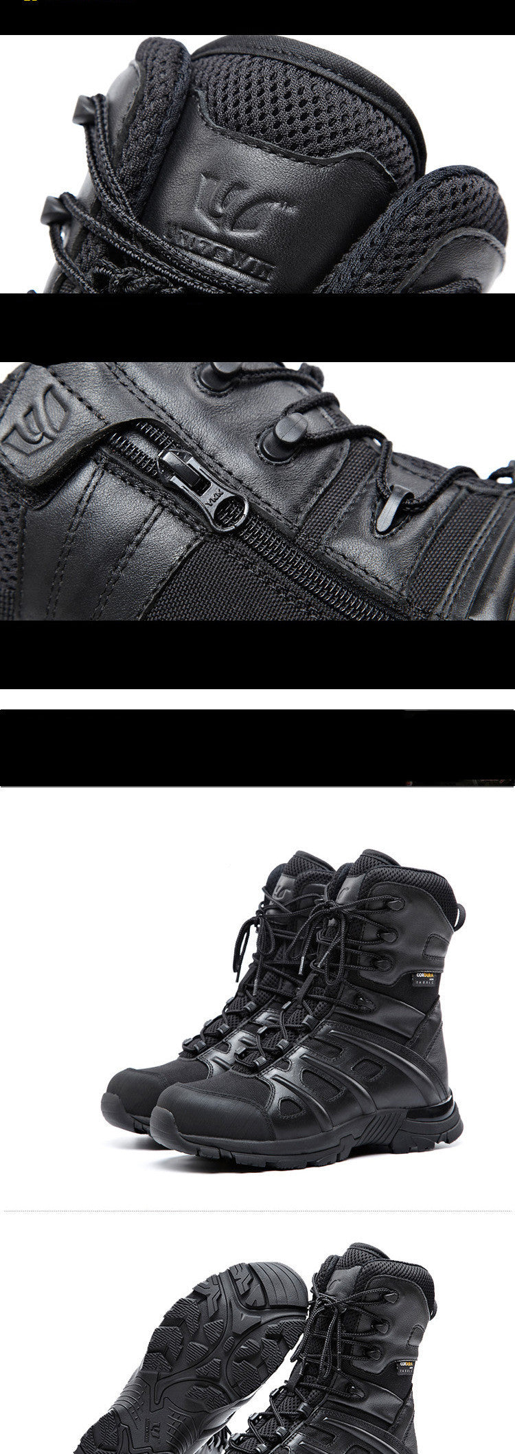 Non-Slip Black Leather Combat Boots for Maximum Comfort and Stability