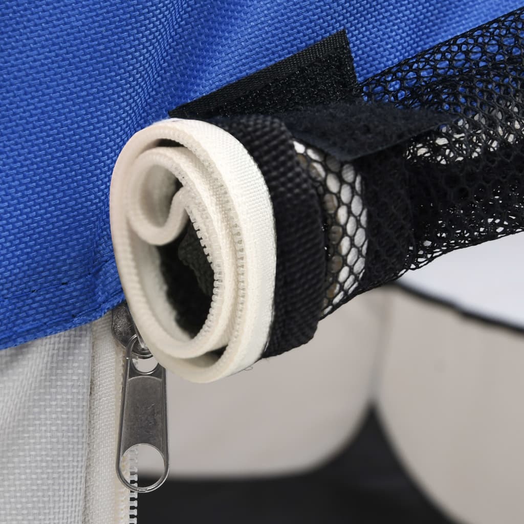 Dog Playpen Blue and Cream Polyester, Steel 43.3 x 43.3 x 22.8 in