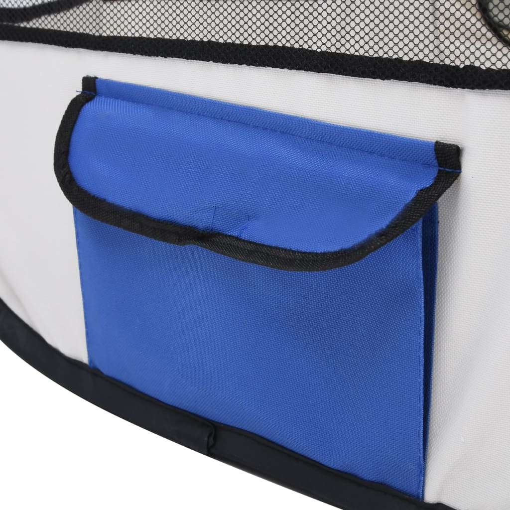 Dog Playpen Blue and Cream Polyester, Steel 43.3 x 43.3 x 22.8 in