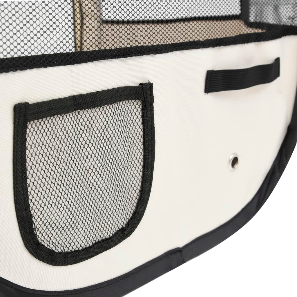 Dog Playpen Blue and Cream Polyester, Steel 43.3 x 43.3 x 22.8 in