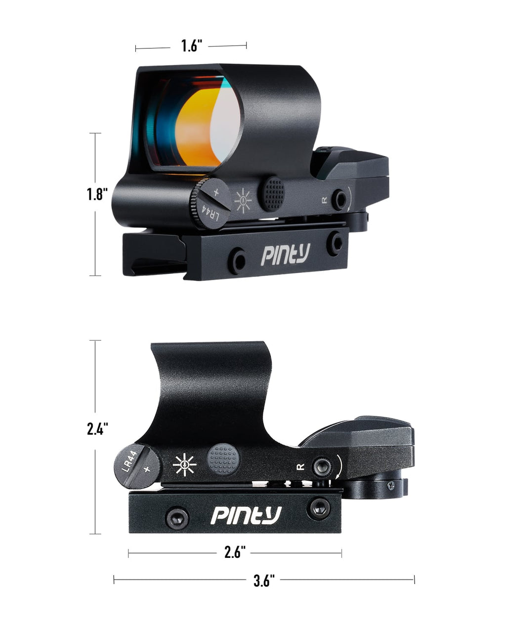 1x40 Reflex Sight, 2MOA, 8 Brightness, Levels 4 Reticle Patterns for Picatinny Weaver Rails
