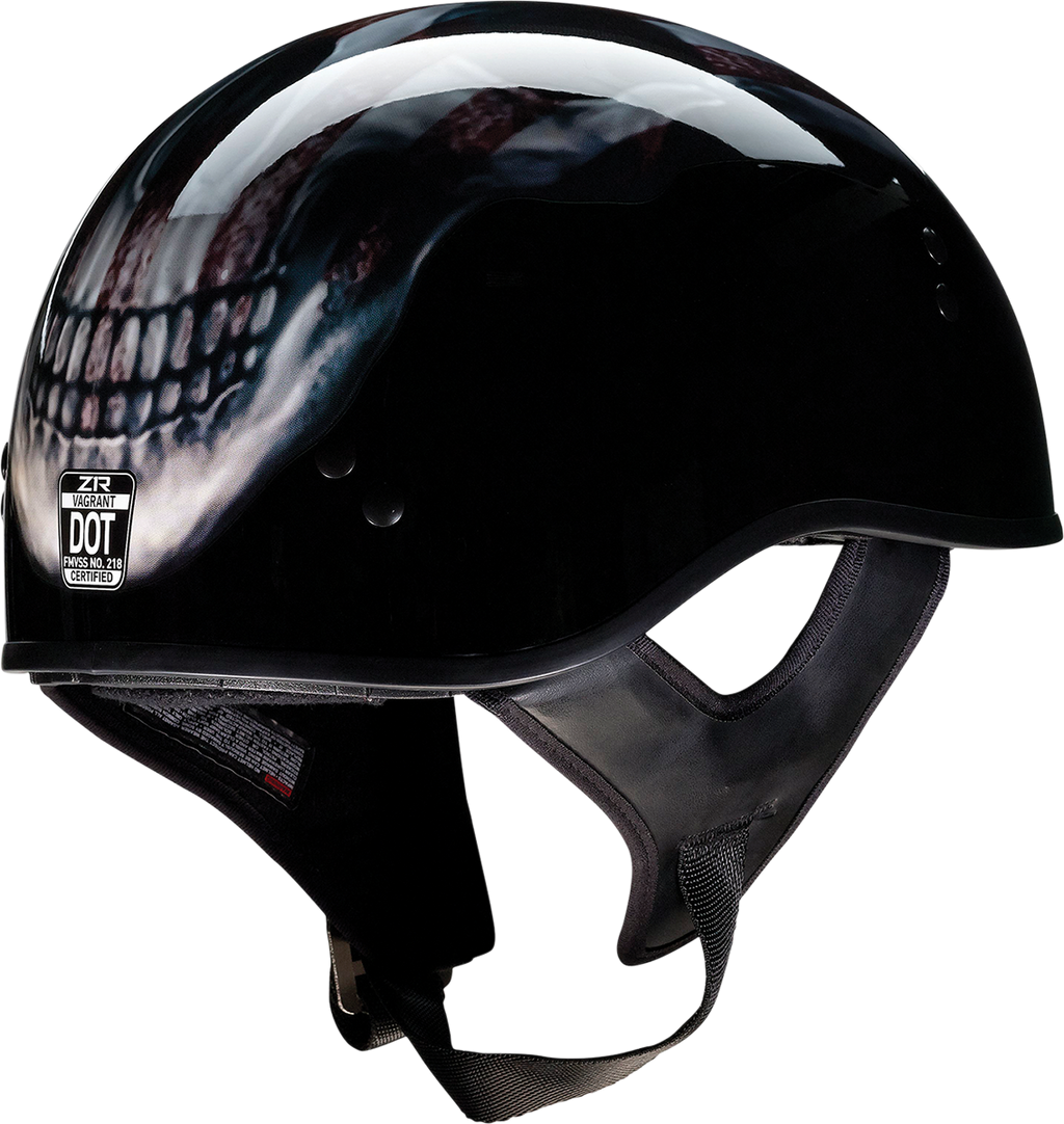 Z1R, Z1R Vagrant Helmet USA Skull Black Small 0103-1308 - Motorcycle Helmet with Drop-Down Sun Visor and Removable Liner