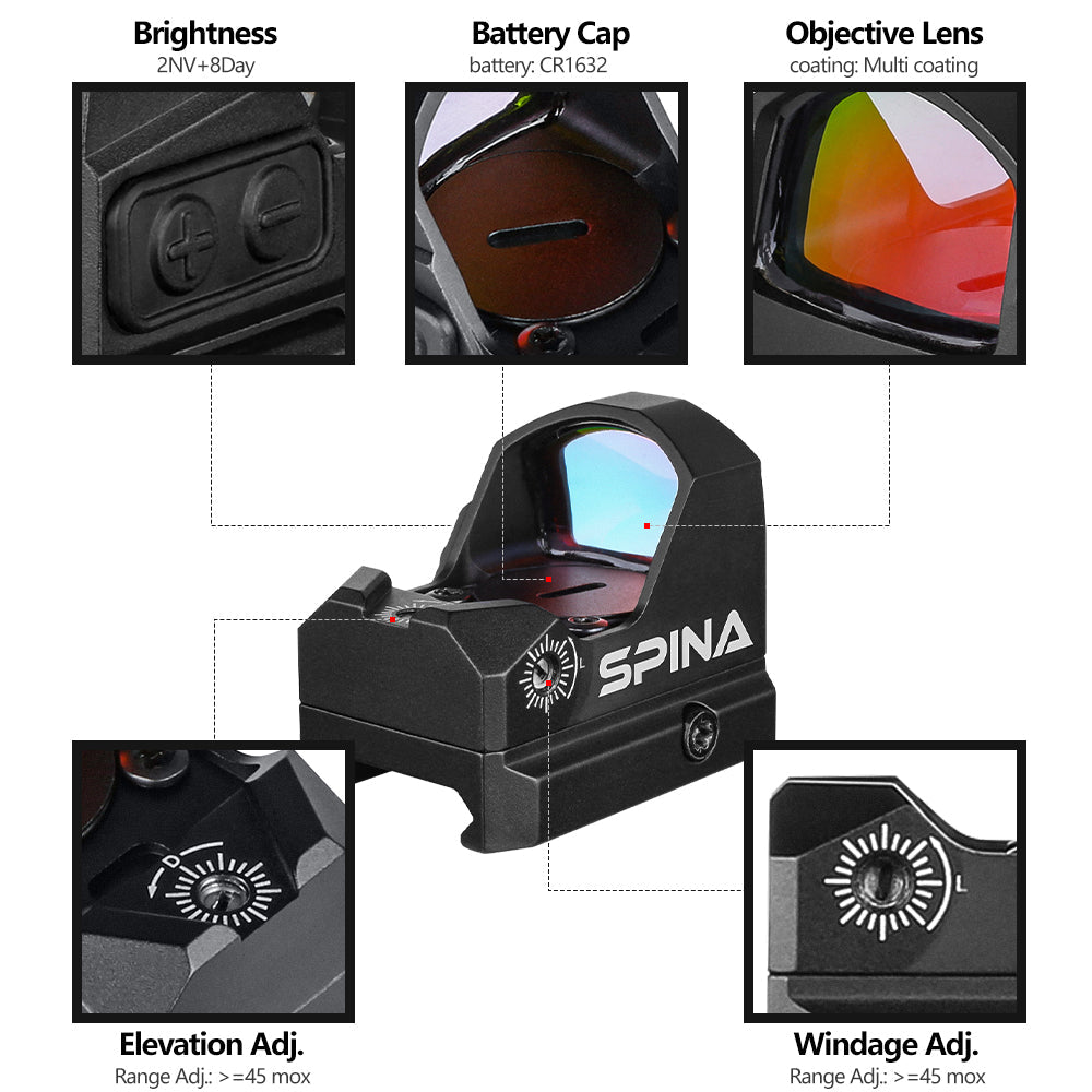 Spina Reflex Red Dot Sight - Water Proof (Long Guns)