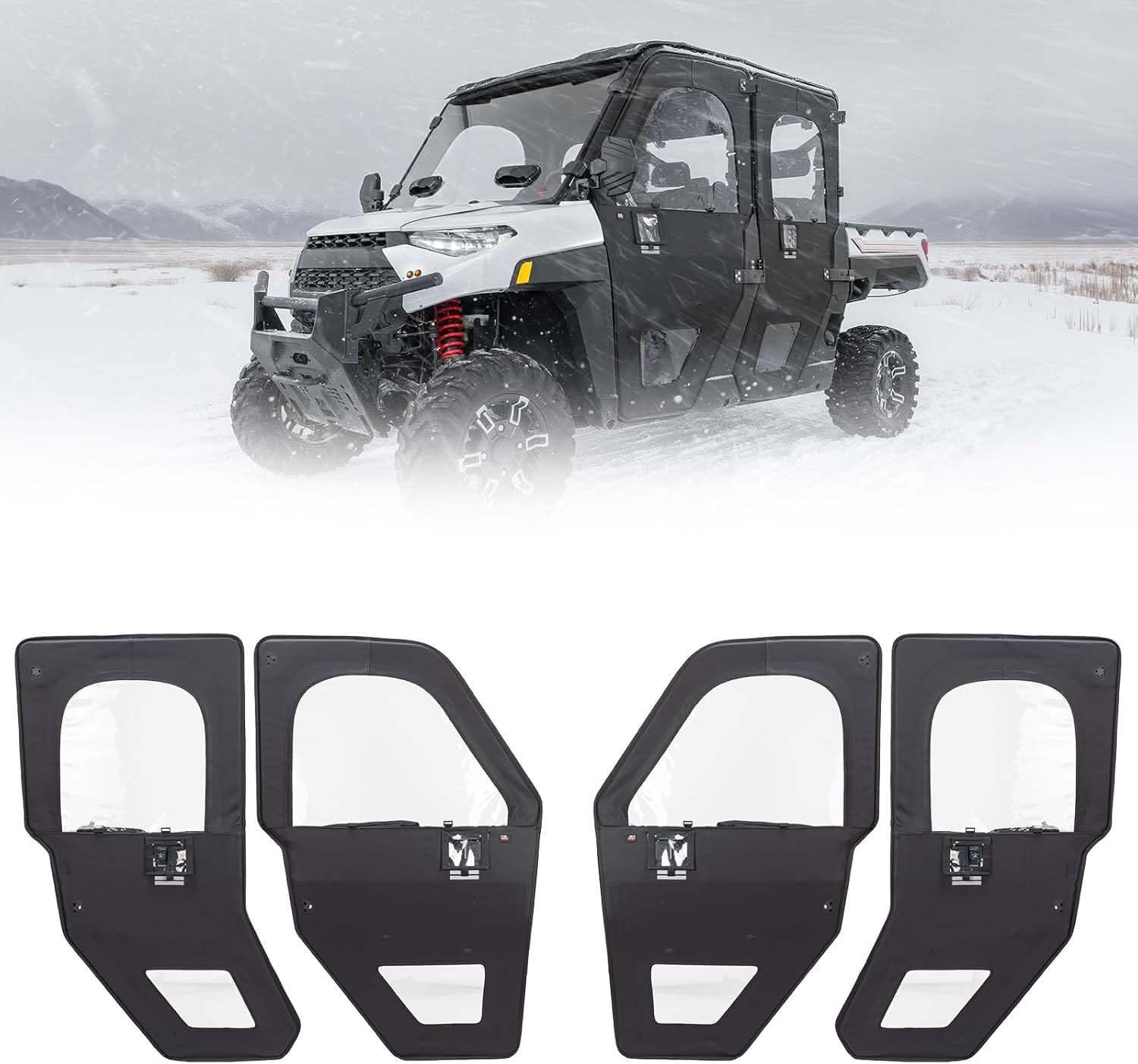 Kemimoto UTV Doors With Steel Frame Polaris Ranger CREW XP 1000 2018-2