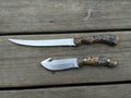 D2 Steel Handmade Fillet Boning Knife and Gut hook Hunting Knife with Epoxy Resin Handle, 13-Inch and 8.25-Inch Overall Length
