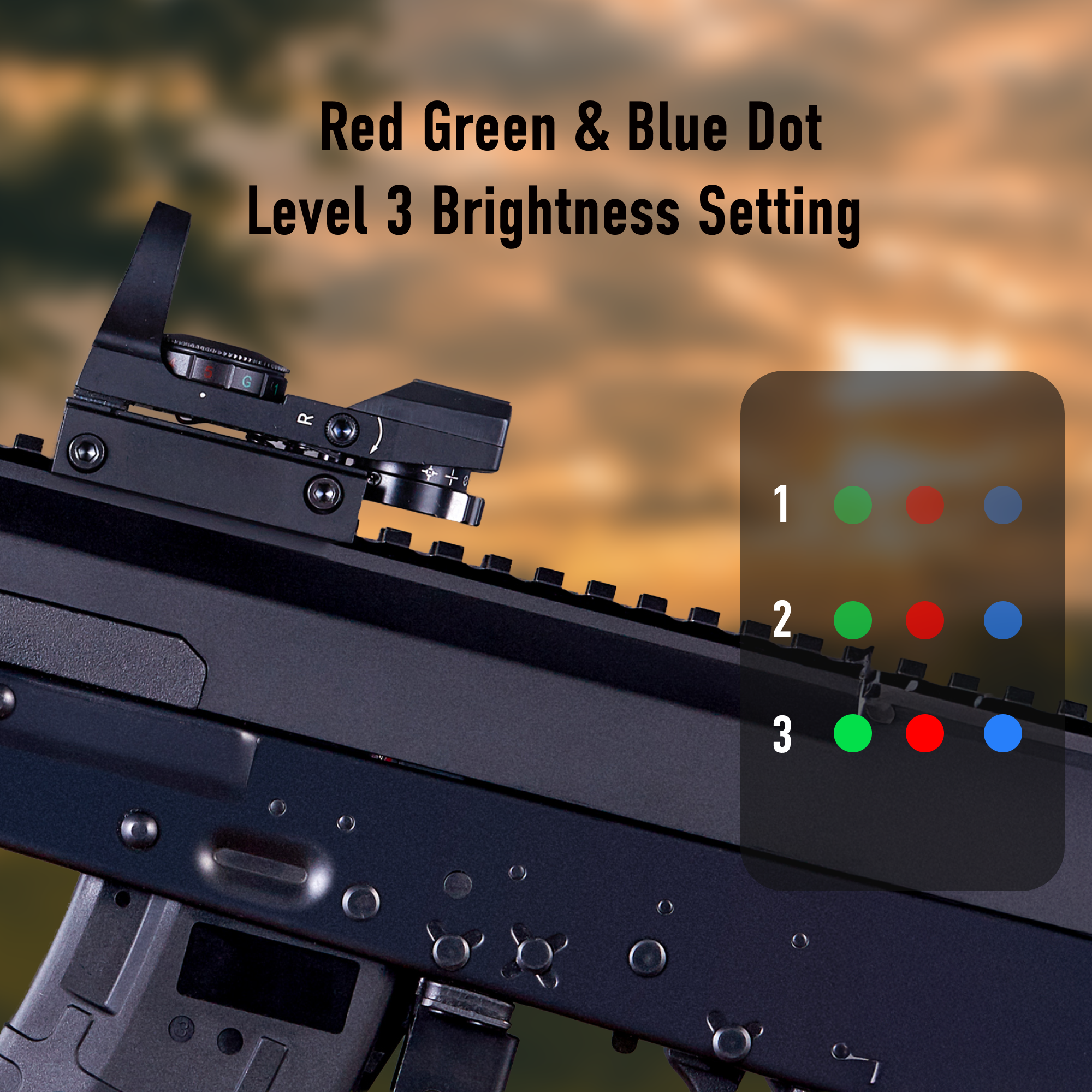 Pinty 4-in-1 Tactical Reticle Red/Green/Blue Dot Sight, 1X24X34 Reflex Sight with 21mm Rail