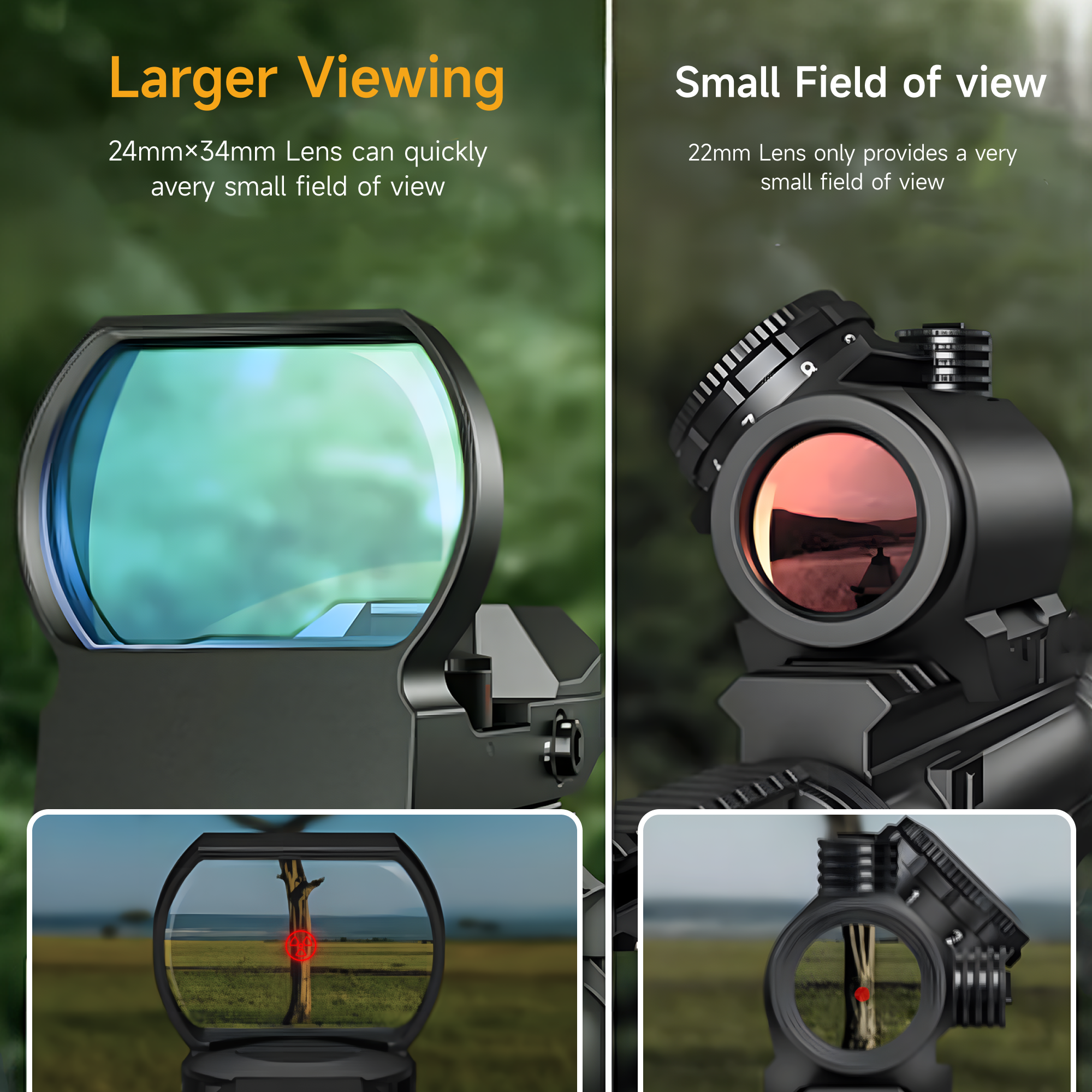 Pinty 4-in-1 Tactical Reticle Red/Green/Blue Dot Sight, 1X24X34 Reflex Sight with 21mm Rail