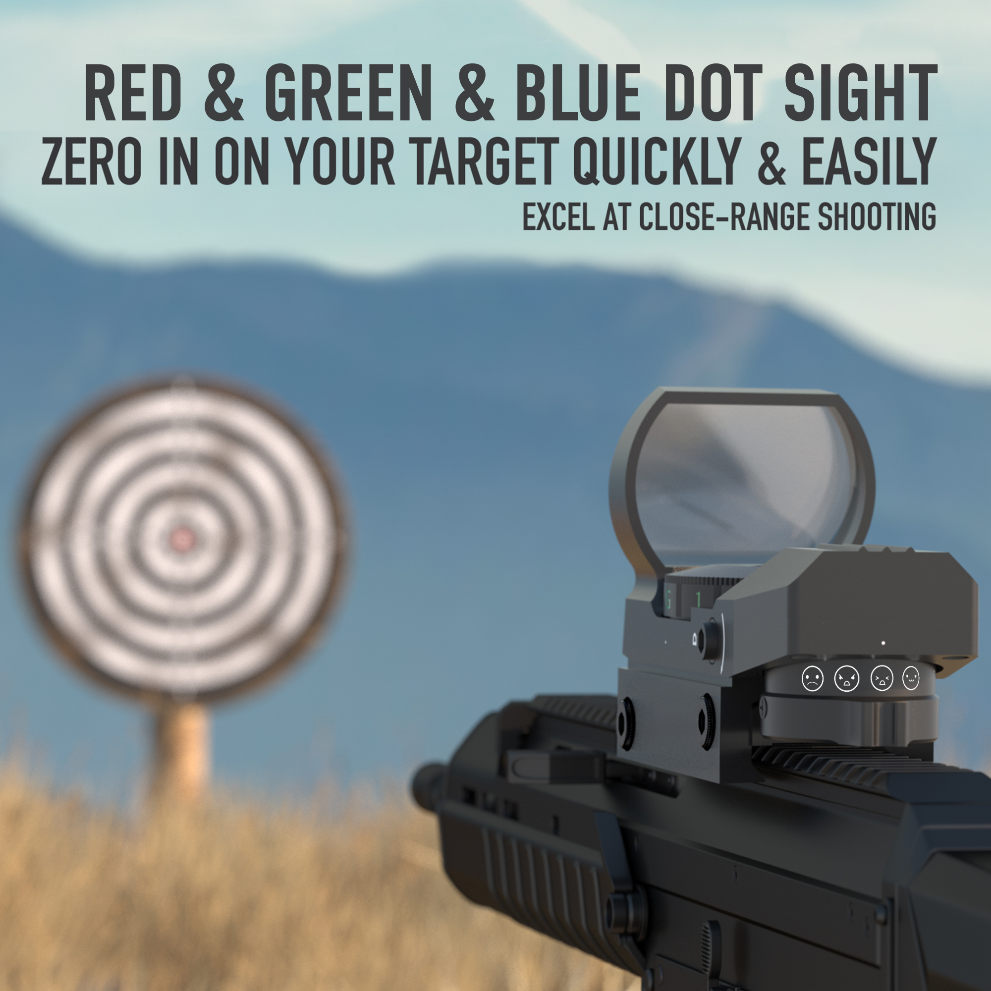 Pinty 4-in-1 Emoji Reticle Red/Green/Blue Dot Sight, 1X24X34 Reflex Sight with 21mm Rail