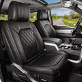 Umbrauto Custom Fit Seat Covers for Ford F150, Pickup Truck Nappa Leather Seatcovers for 2015-2025 Ford F150 SuperCrew/ 2017-2025 F250 F350 F450 Super Duty Crew Cab XL XLT Lariat King Ranch Platinum,Black