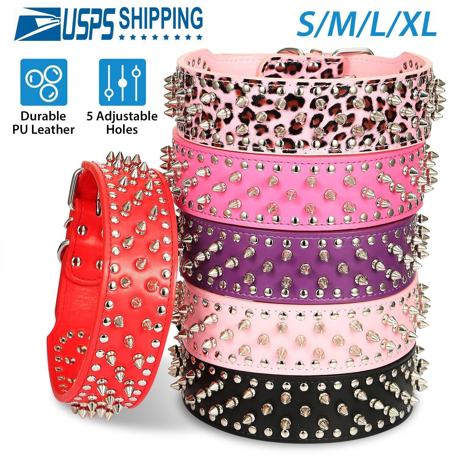 GBruno Dog Leather Collar Spiked