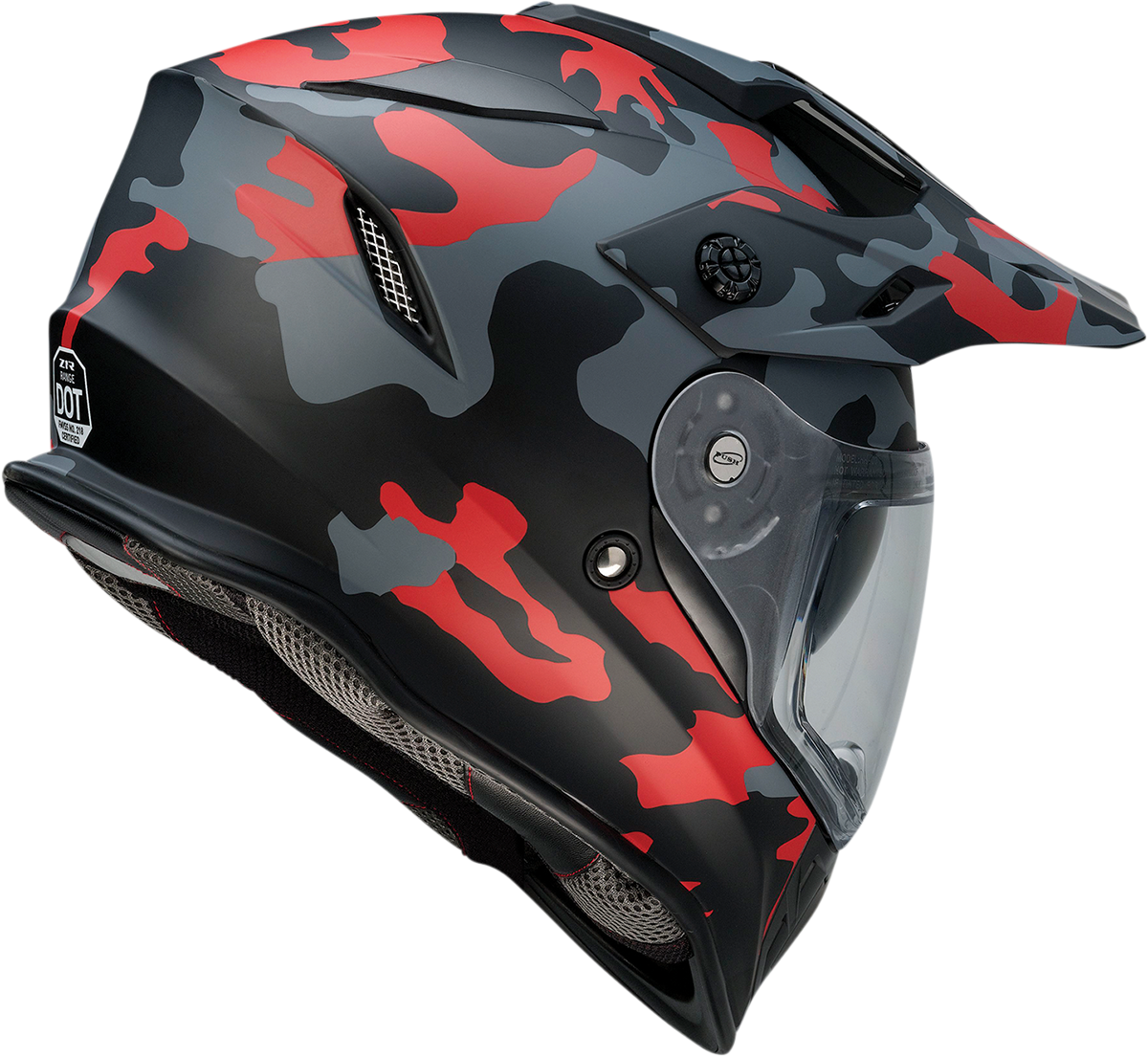 Z1R, Z1R Range Helmet - Camo Red, Small (Part #0140-0094) | Versatile Motorcycle Helmet with Sun Visor and Removable Lining