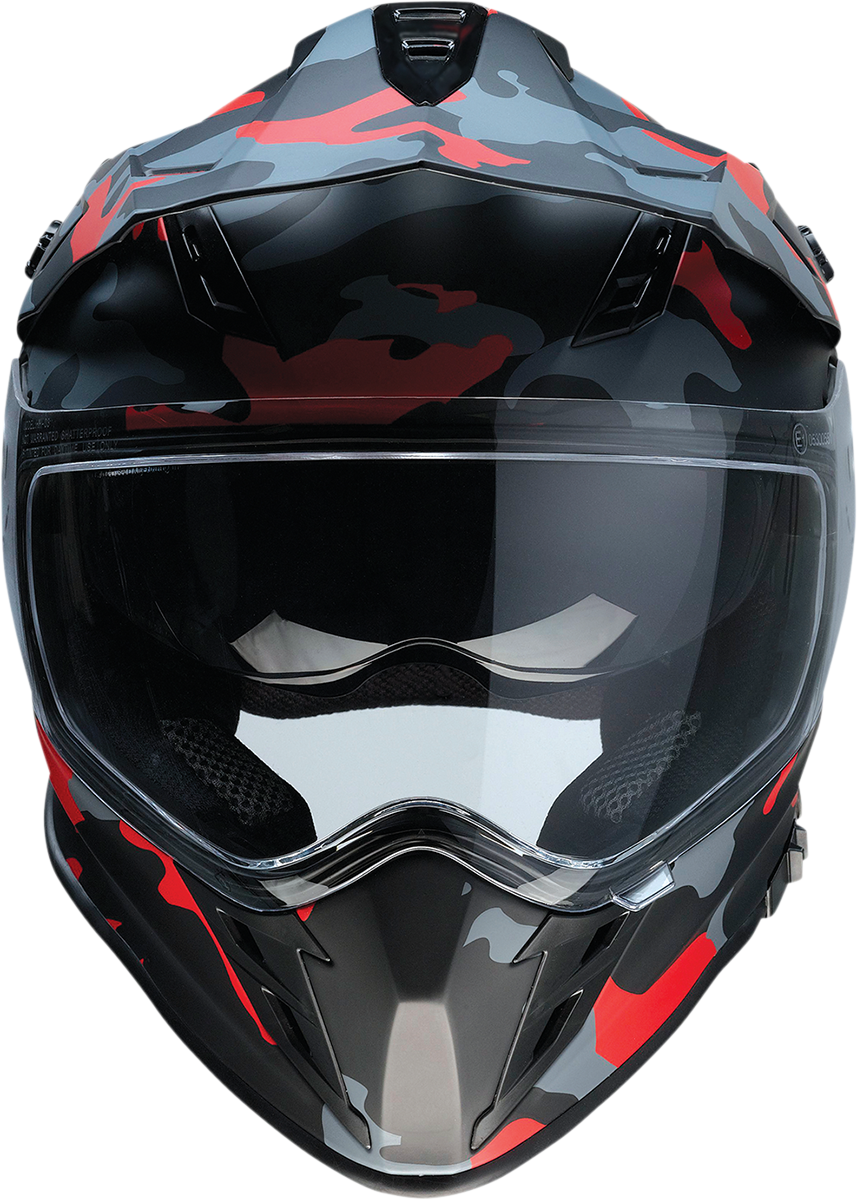 Z1R, Z1R Range Helmet - Camo Red, Small (Part #0140-0094) | Versatile Motorcycle Helmet with Sun Visor and Removable Lining