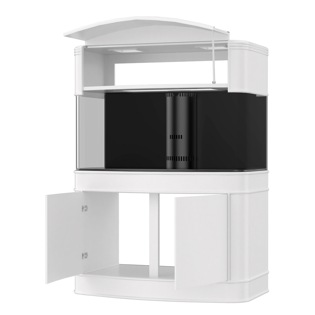 SLEEK 215 Gallon Seamless Glass Bowfront Reef-Ready Aquarium in Black Real Wood Furniture