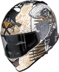 Z1R, Z1R Warrant Helmet - Sombrero White/Gold Small | Injection Molded Polycarbonate Shell with Drop-Down Sun Visor