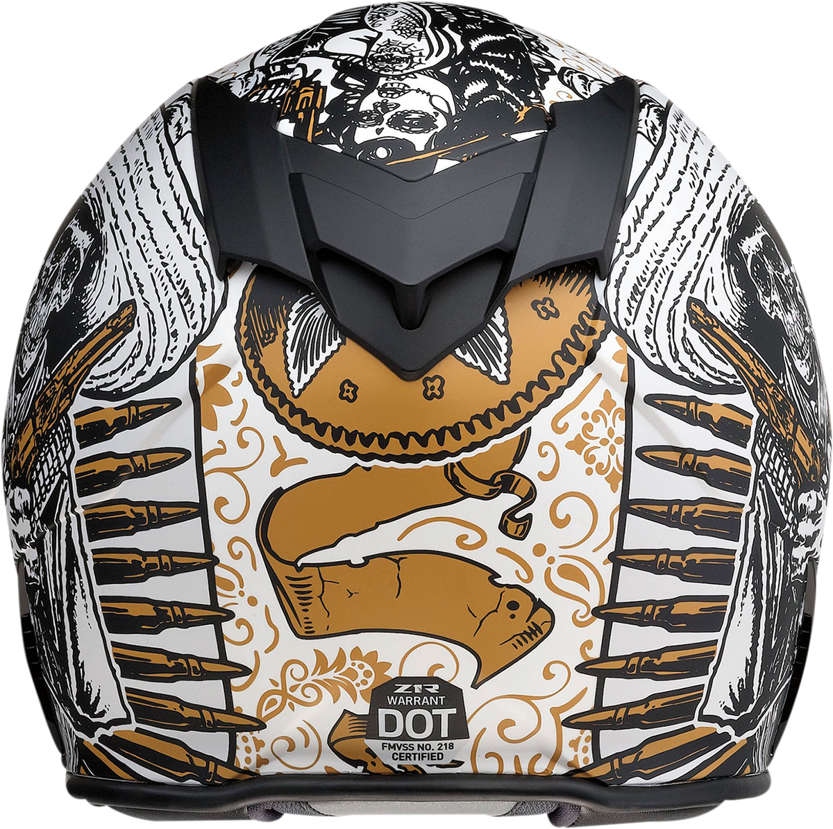 Z1R, Z1R Warrant Helmet - Sombrero White/Gold Small | Injection Molded Polycarbonate Shell with Drop-Down Sun Visor