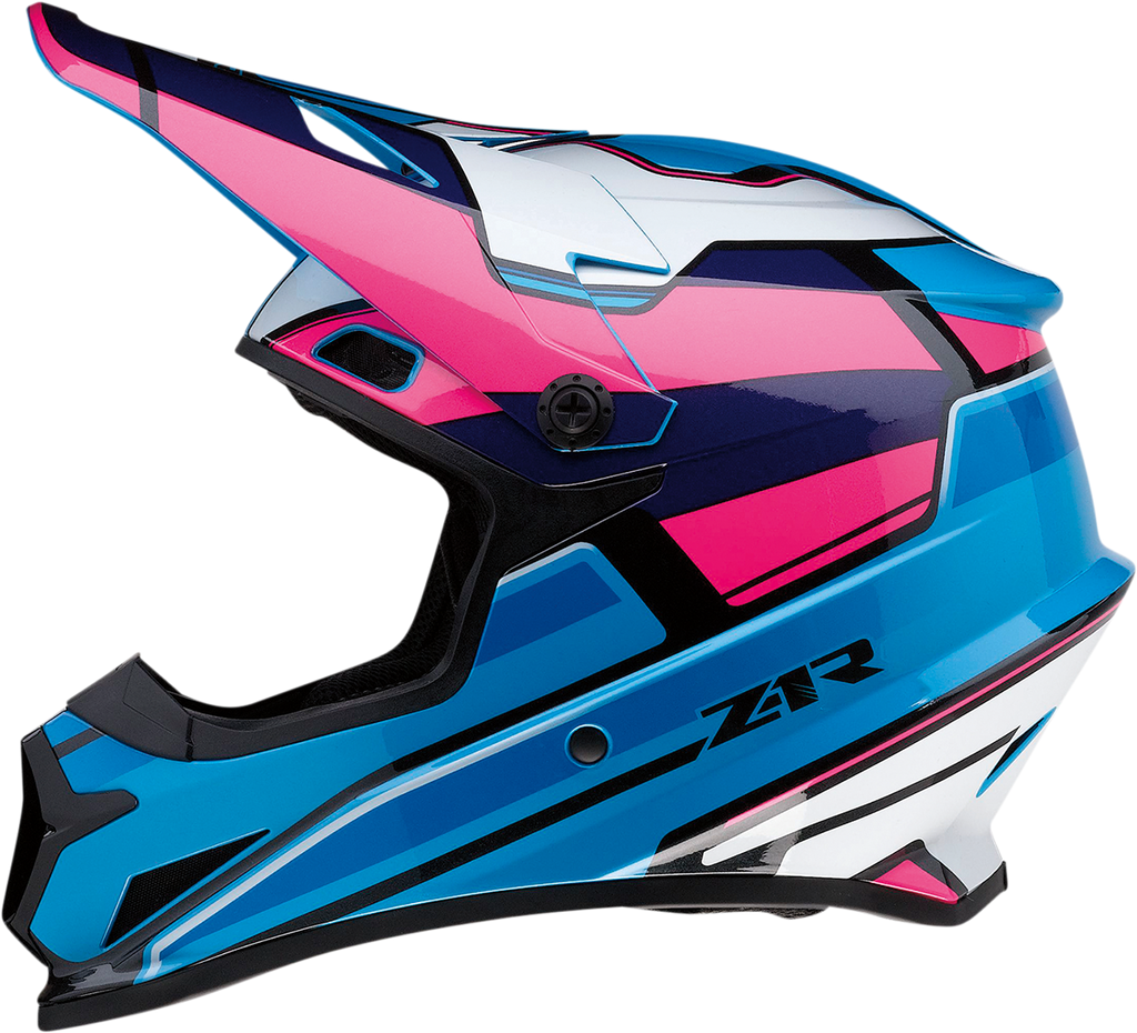 Z1R, Z1R Rise Helmet MC Pink/Blue 2XL - Injection Molded Polycarbonate Shell with Removable Moisture-Wicking Liner