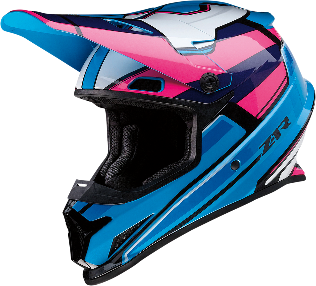 Z1R, Z1R Rise Helmet MC Pink/Blue 2XL - Injection Molded Polycarbonate Shell with Removable Moisture-Wicking Liner