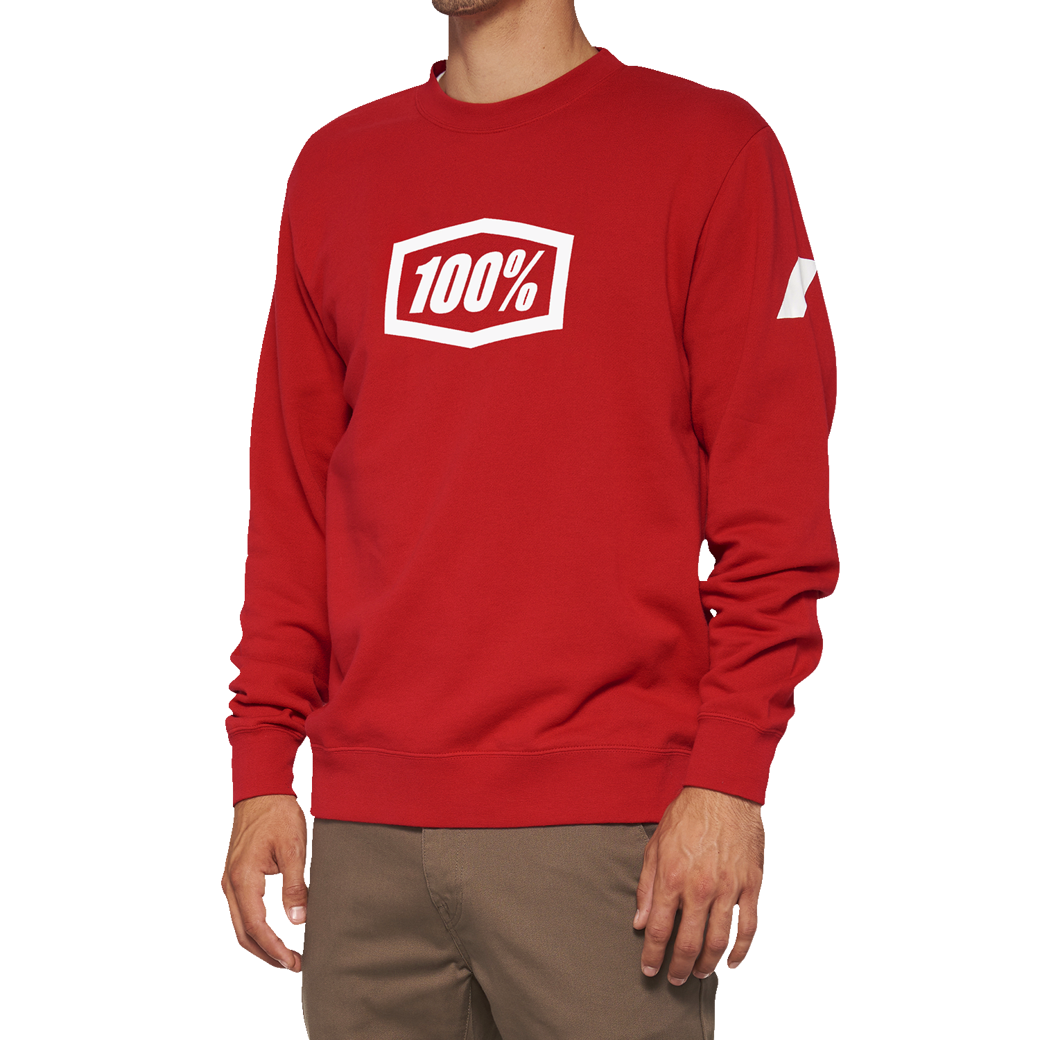 100% Icon Long-Sleeve Fleece Sweatshirt - Red - Small 20026-00010