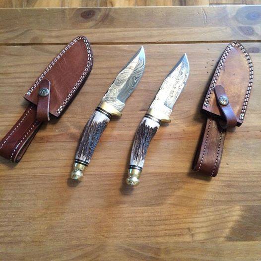 The Hunter’s Edge: Custom Handmade Damascus Steel Outdoor Hunting Knife | Antler Horn Handle | 8.5 Inches | KBS Knives