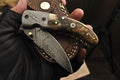 Everyday Carry Damascus Steel Folding Pocket Knife - Sheep Horn Handle