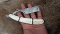 Premium Damascus Steel Straight Razor with Bone Handle and Black Fiber Spacer, Includes Leather Case - KBS Knives Store Exclusive