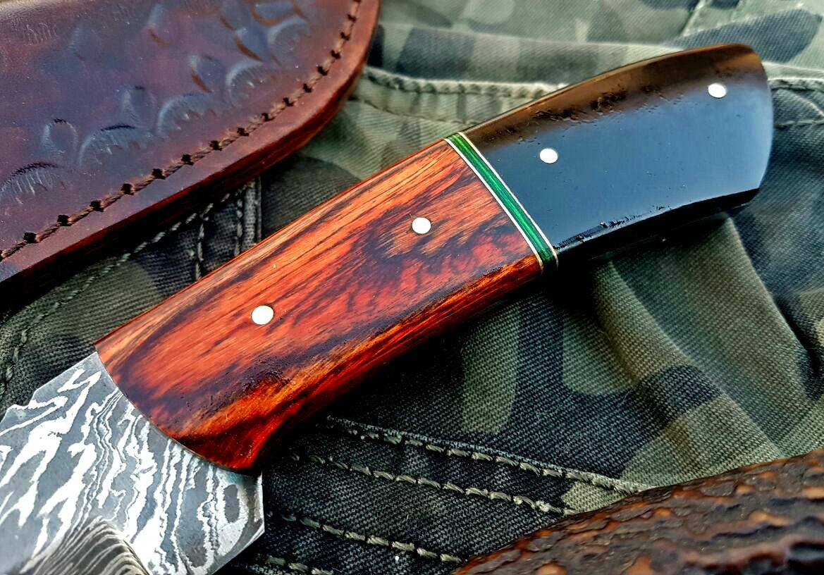 Custom Handmade Damascus Steel Hunting Skinning Knife