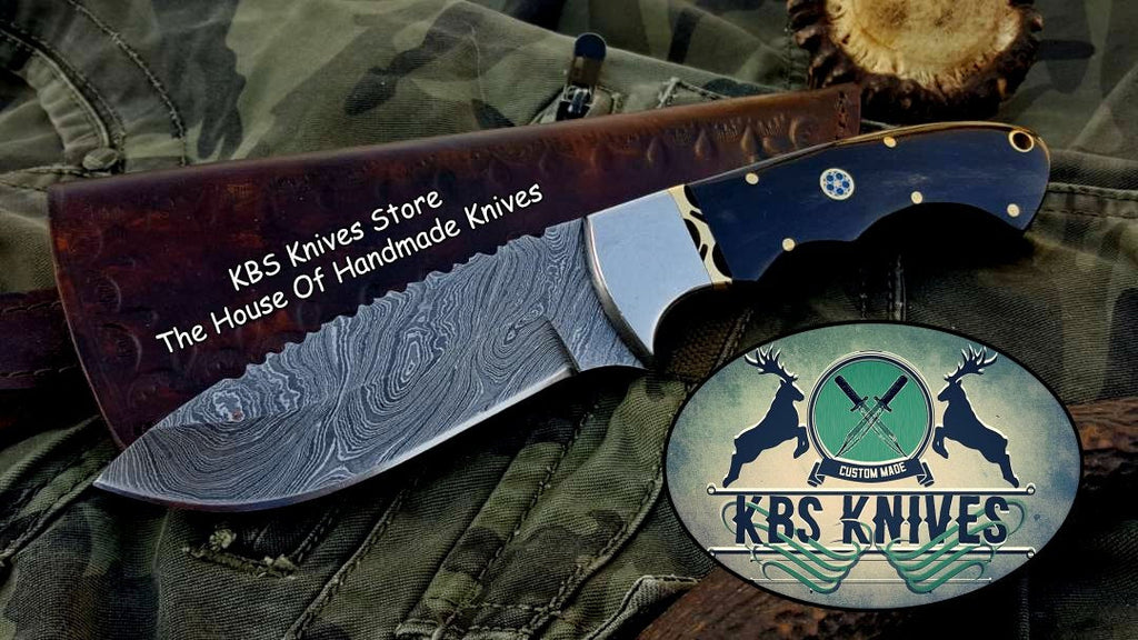 Custom Handmade Twist Damascus Steel Hunting Skinning Knife