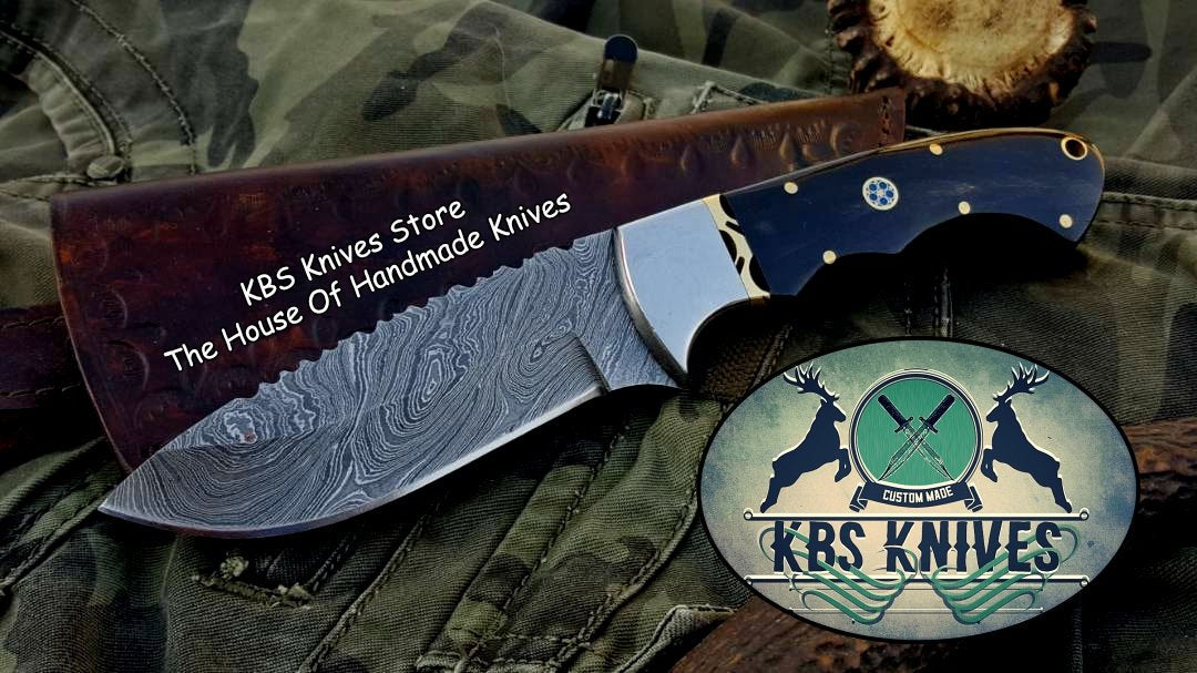 Custom Handmade Twist Damascus Steel Hunting Skinning Knife