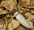 New Custom Handmade Raindrop Damascus Steel Hunting Skinning Knife